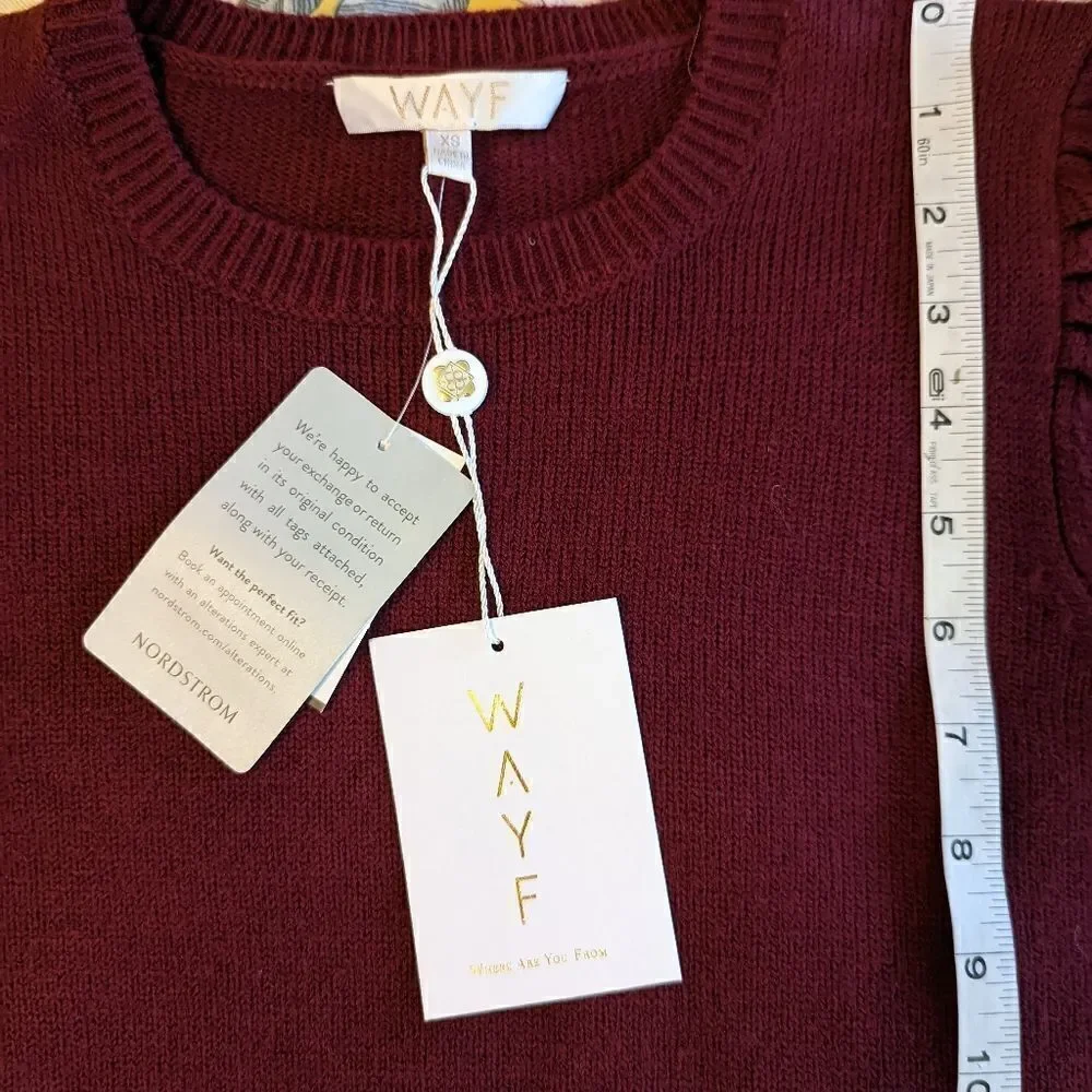 WAYF maroon puff sleeve sweater dress sz xs nwt - Picture 6 of 6